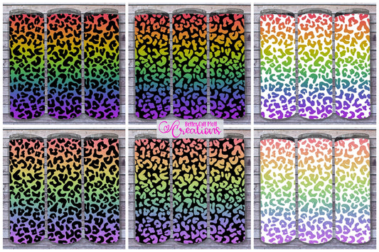 18 Digital Rainbow Leopard Print Sublimation or Waterslide Wraps - Seamless Patterns
