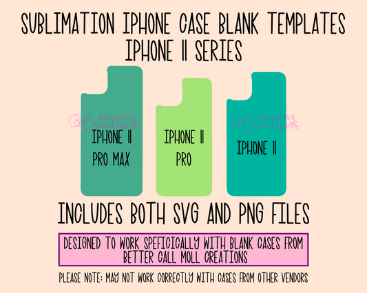 Templates for Sublimation Blank iPhone 11 Series Cases | Instant Digital Download