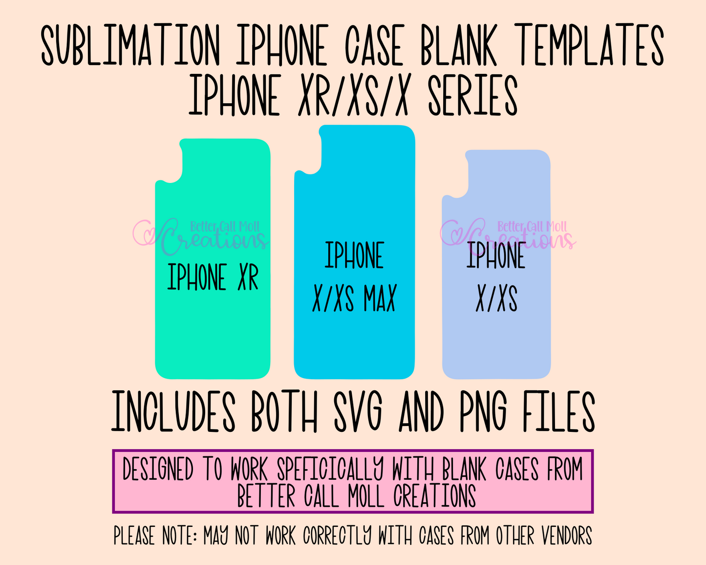 Templates for Sublimation Blank iPhone X/XS/XR Series Cases | Instant Digital Download