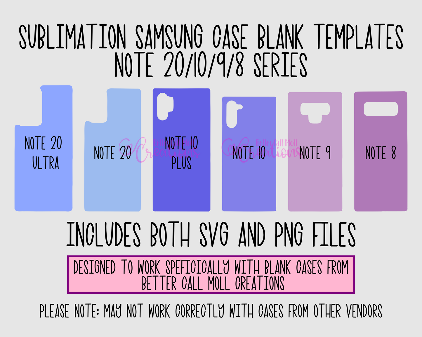 Templates For Sublimation Blank Samsung Note 20, Note 10, Note 9, Note 8 Series Cases | Digital Download