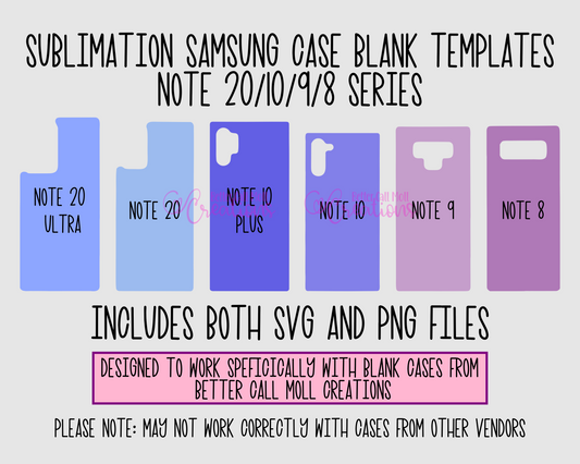 Templates For Sublimation Blank Samsung Note 20, Note 10, Note 9, Note 8 Series Cases | Digital Download