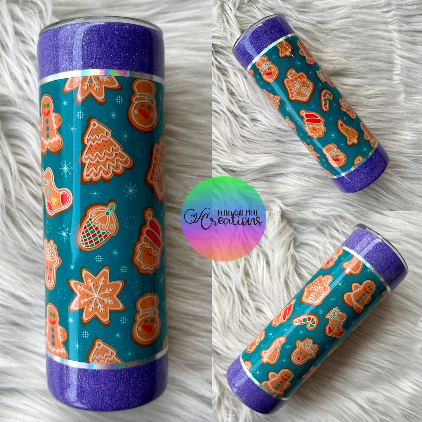 20oz Christmas Cookies Glitter Insulated Stainless Steel Coated Tumbler