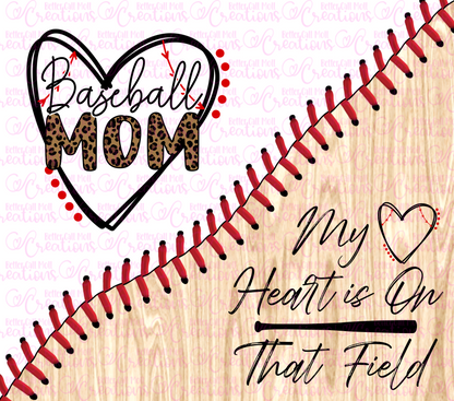 Baseball Mom Laces and Wooden Bat Split Design DIGITAL Tumbler Wrap - PNG - Sublimation or Waterslide Wrap