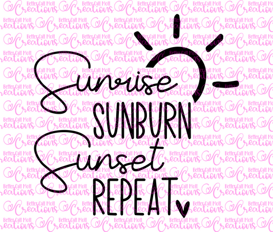 Sunrise Sunburn Sunset Repeat SVG and PNG - Instant Digital Download