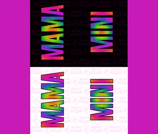 MAMA & MINI Tie Dye Rainbow DIGITAL Tumbler Wraps Bundle - PNG - Sublimation or Waterslide Wrap